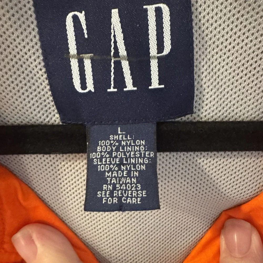 VTG 90s Y2K‎ Gap Full Zip Windbreaker Jacket Bright Orange Sz L Mesh Lined